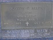 OK, Grove, Olympus Cemetery, Headstone Close Up, Allen, Joseph G. & Nancy (Marsh)