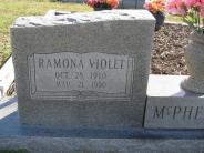 OK, Grove, Olympus Cemetery, Headstone Close Up, McPherson, Ramona Violet