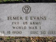 OK, Grove, Olympus Cemetery, Military Headstone, Evans, Elmer E.