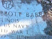 OK, Grove, Buzzard Cemetery, Babb, Clay Abbott Military Footstone (Closeup)