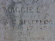OK, Grove, Buzzard Cemetery, Splitlog, Maggie L. Headstone (Closeup)