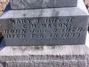OK, Grove, Buzzard Cemetery, Mason, Mary J. Headstone (Closeup)