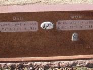 OK, Grove, Buzzard Cemetery, Jones, Luther M. & Nannie S. Headstone Back View
