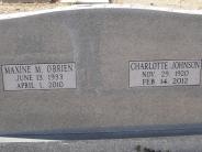 OK, Grove, Buzzard Cemetery, Johnson, Eugene R., Margaret R., David L., Linda K., Charlotee & O'Brien, Maxine M. Headstone (Back View)