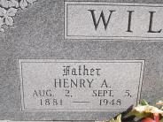 OK, Grove, Olympus Cemetery, Wilson, Henry A. Headstone (Close Up)