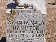 OK, Grove, Olympus Cemetery, Headstone Close Up, Hampton, Aronda Malo 