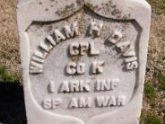 OK, Grove, Olympus Cemetery, Military Headstone, Davis, William H. 