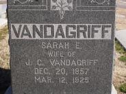 OK, Grove, Olympus Cemetery, Vandagriff, Sarah E. Headstone (Close Up)