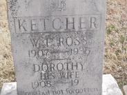 OK, Grove, Olympus Cemetery, Headstone Close Up, Ketcher, W. E. Ross & Dorothy