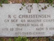 OK, Grove, Olympus Cemetery, Military Headstone, Christensen, R. C. "Chris" 