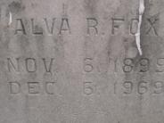 OK, Grove, Olympus Cemetery, Headstone Close Up, Fox, Alva R. 