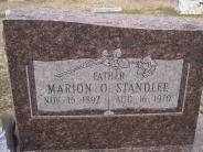 OK, Grove, Olympus Cemetery, Standlee, Marion O. Headstone (Close Up)