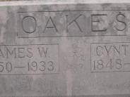 OK, Grove, Olympus Cemetery, Headstone Close Up, Oakes, James W. & Cynthia F. 