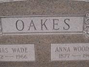 OK, Grove, Olympus Cemetery, Headstone Close Up, Oakes, James Wade & Anna (Woodall) 