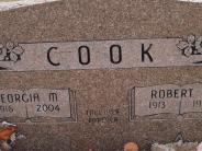 OK, Grove, Olympus Cemetery, Headstone Close Up, Cook, Robert H. & Georgia M. 