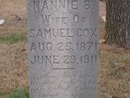 OK, Grove, Olympus Cemetery, Headstone Close Up, Cox, Nannie B. 