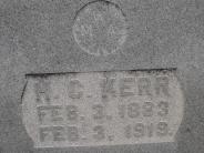 OK, Grove, Olympus Cemetery, Headstone Close Up, Kerr, H. C. 