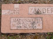OK, Grove, Olympus Cemetery, Headstone Close Up,  Anderson, Madonna H. 