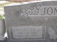 OK, Grove, Olympus Cemetery, Headstone Close Up, Jones, Gwendolyn G. 