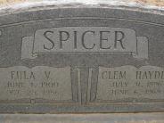 OK, Grove, Olympus Cemetery, Spicer, Clem Hayden & Eula V. Headstone (Close Up)