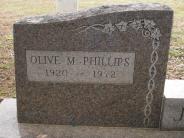 OK, Grove, Olympus Cemetery, Jones, Olive M. (Phillips) Headstone (Close Up)