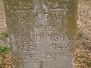 OK, Grove, Olympus Cemetery, Johnson, Mary Headstone (Close Up)