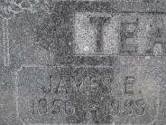 OK, Grove, Olympus Cemetery, Teague, James E. Headstone (Close Up)