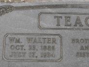 OK, Grove, Olympus Cemetery, Teague, Wm. Walter Headstone (Close Up)