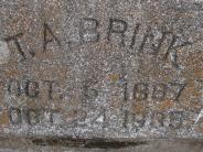 OK, Grove, Olympus Cemetery, Brink, T. A. Headstone (Close Up)