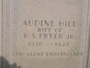 OK, Grove, Olympus Cemetery, Fryer, Audine (Hill) Headstone (Close Up)