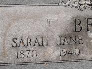 OK, Grove, Olympus Cemetery, Beamer, Sarah Jane Headstone (Close Up)