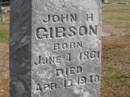OK, Grove, Olympus Cemetery, Gibson, John H. Headstone (Close Up)
