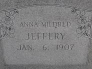 OK, Grove, Olympus Cemetery, Jeffery, Anna Mildred Headstone (Close Up)