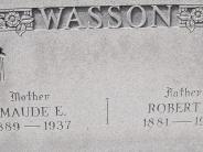 OK, Grove, Olympus Cemetery, Wasson, Robert D. & Maude E. Headstone (Close Up)