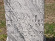 OK, Grove, Olympus Cemetery, Rogers, W. E. Headstone (Close Up)