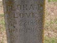 OK, Grove, Olympus Cemetery, Love, Flora P. Headstone (Close Up)