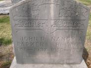 OK, Grove, Olympus Cemetery, Parker, John R. & Nancy A. Headstone (Close Up)