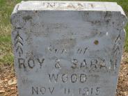 OK, Grove, Olympus Cemetery, Wood, Infant Son Headstone (Close Up)