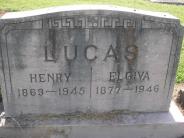 OK, Grove, Olympus Cemetery, Lucas, Henry & Elgiva Headstone (Close Up)