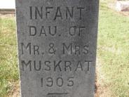OK, Grove, Olympus Cemetery, Muskrat, Infant Daughter Headstone (Close Up)