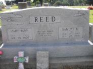 OK, Grove, Olympus Cemetery, Reed, Samual M. & Mary Jane Headstone (Close Up)