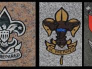 OK, Grove, Headstone Symbols and Meanings, Eagle and Shield on Fleur-de-lis (Boy Scouts)