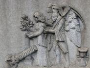 OK, Grove,Headstone Symbols and Meanings, View 2, Father Time and the Weeping Virgin 
