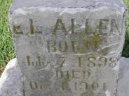 OK, Grove, Olympus Cemetery, Allen, E. L. Headstone (Close Up)