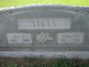 OK, Grove, Olympus Cemetery, Sikes, Virgil O. & Ola C. Headstone (Close Up)