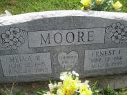 OK, Grove, Olympus Cemetery, Moore, Ernest F. & Mella R. Headstone (Close Up)