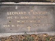 OK, Grove, Olympus Cemetery, Kngiht, Leonard Elmer Military Headstone