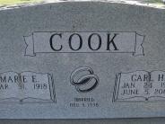 OK, Grove, Olympus Cemetery, Cook, Carl H. & Marie E. Headstone (Close Up)