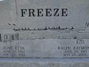 OK, Grove, Olympus Cemetery, Freeze, Ralph Raymond & June Etta Headstone (Close Up)