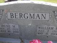OK, Grove, Olympus Cemetery, Bergman, William E. & Irene M. Headstone (Close Up)